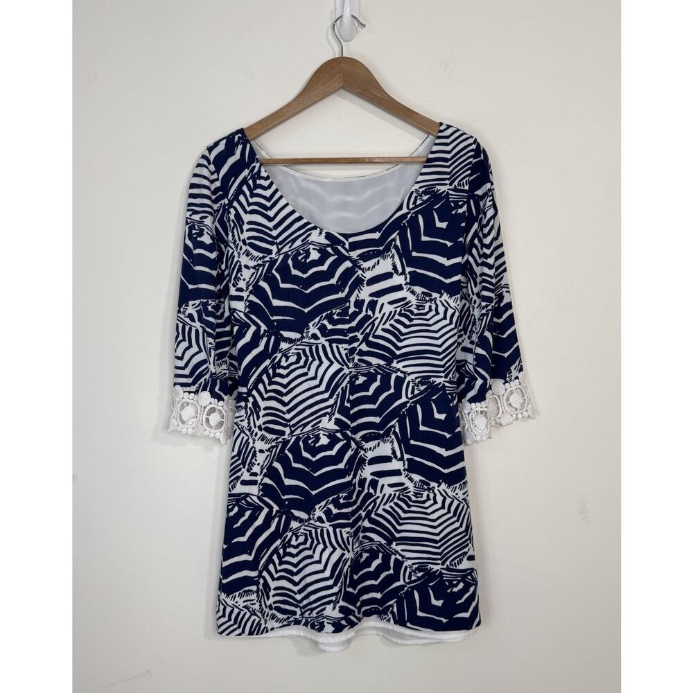 Lilly Pulitzer Harbour Tunic Dress Size S Oh Cabana Boy Bright Navy Crochet - Picture 6 of 10